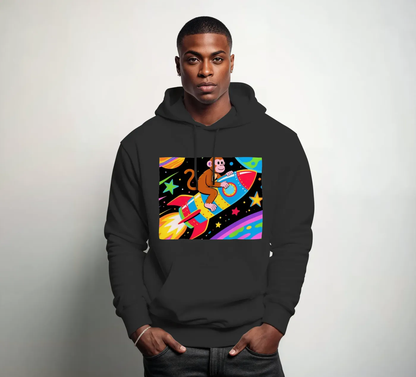 Funny Monkey Rocket felpa con cappuccio da knowledge