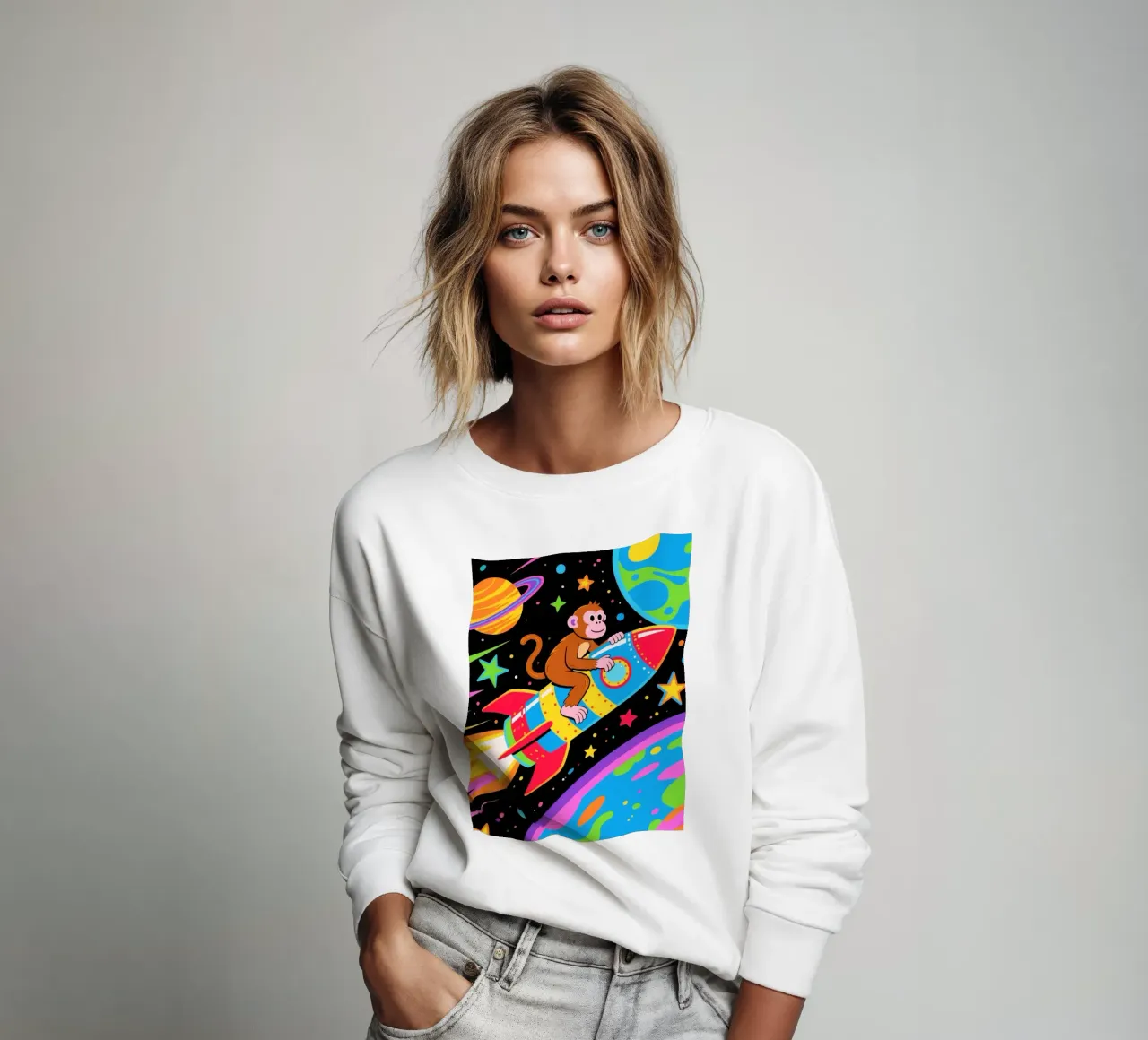 Funny Monkey Rocket felpa da knowledge