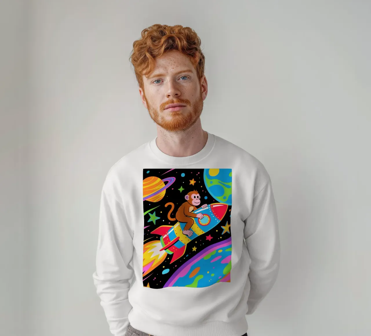 Funny Monkey Rocket felpa da knowledge