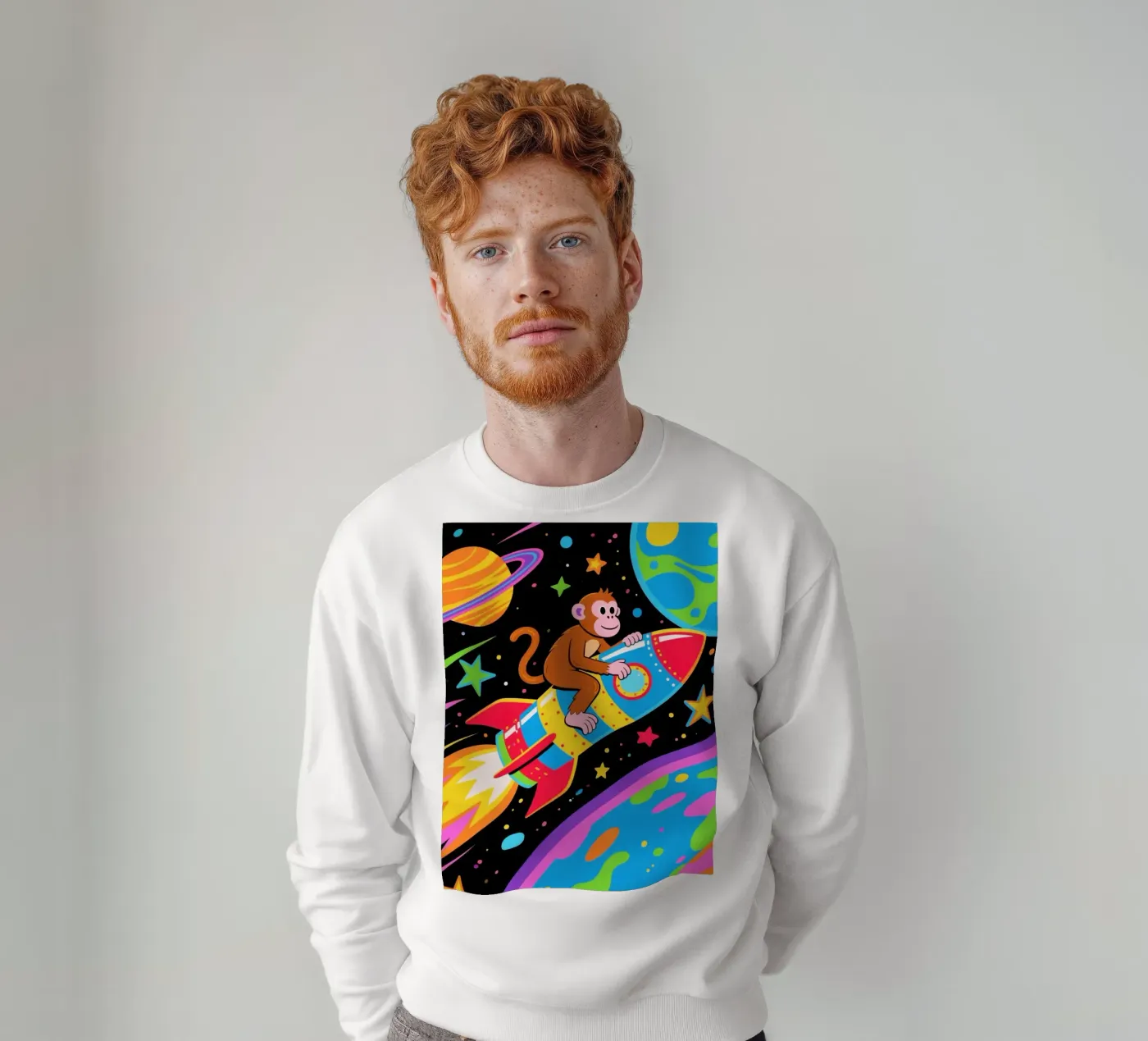 Funny Monkey Rocket felpa da knowledge