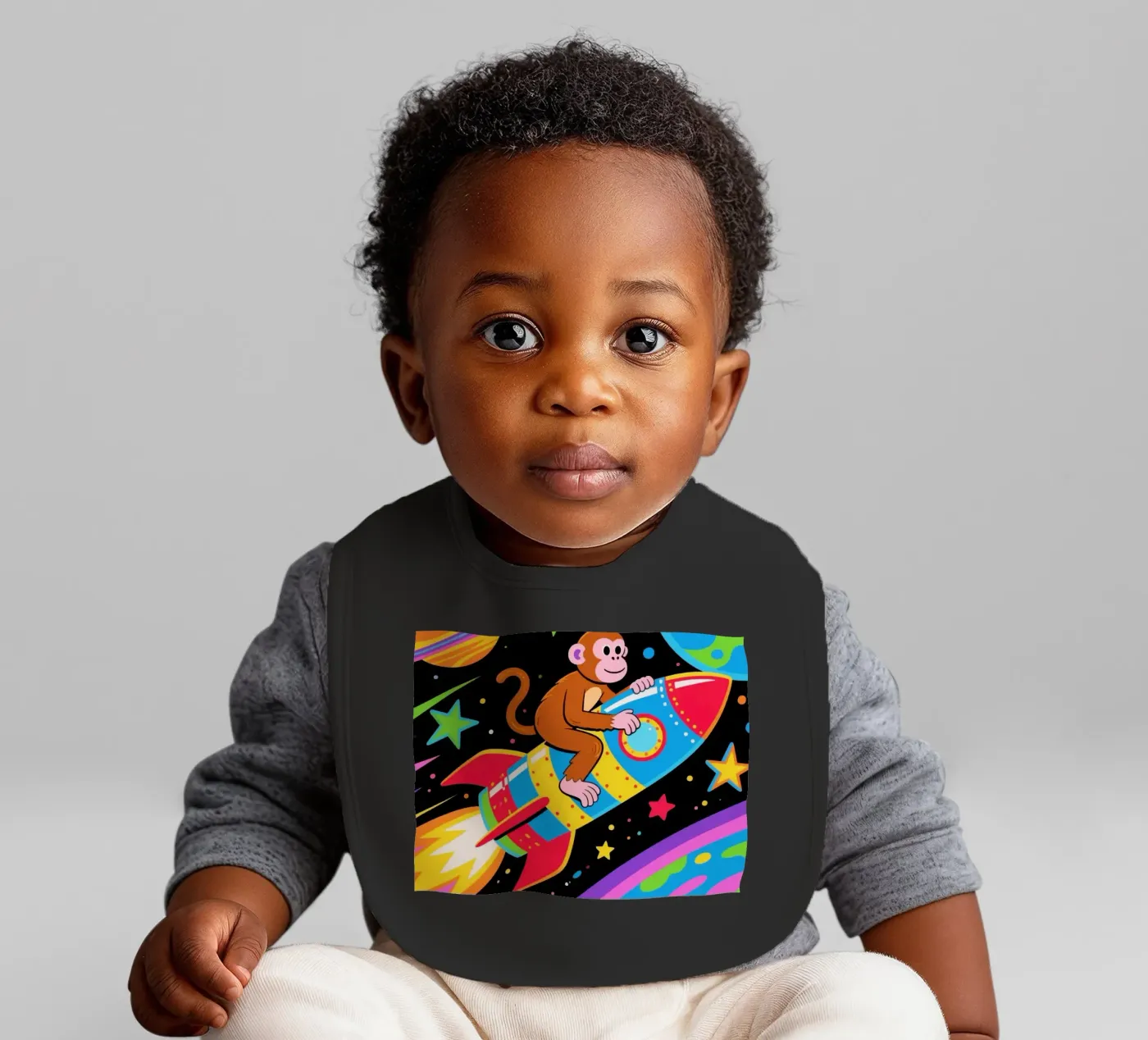 Funny Monkey Rocket baby bib by knowledge