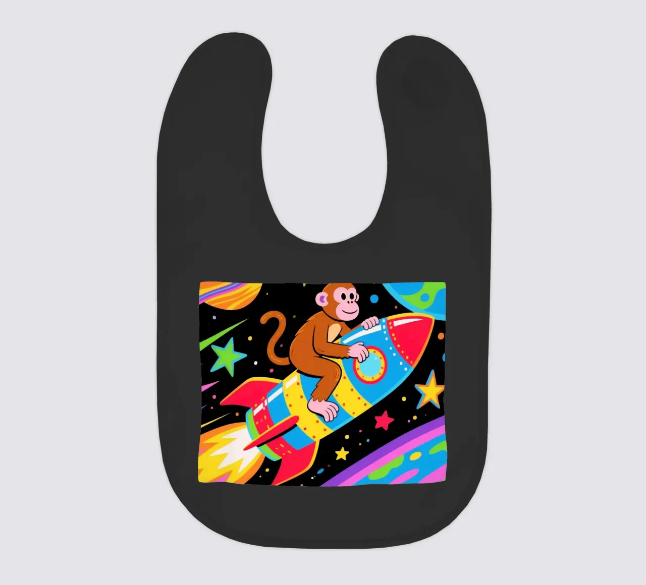 Funny Monkey Rocket baby bib by knowledge