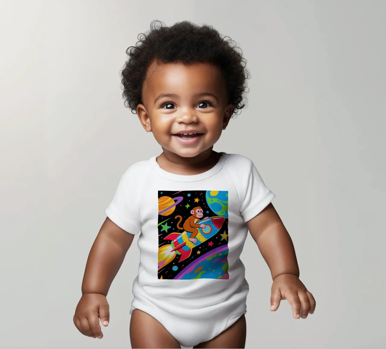 Funny Monkey Rocket body neonato maniche corte da knowledge