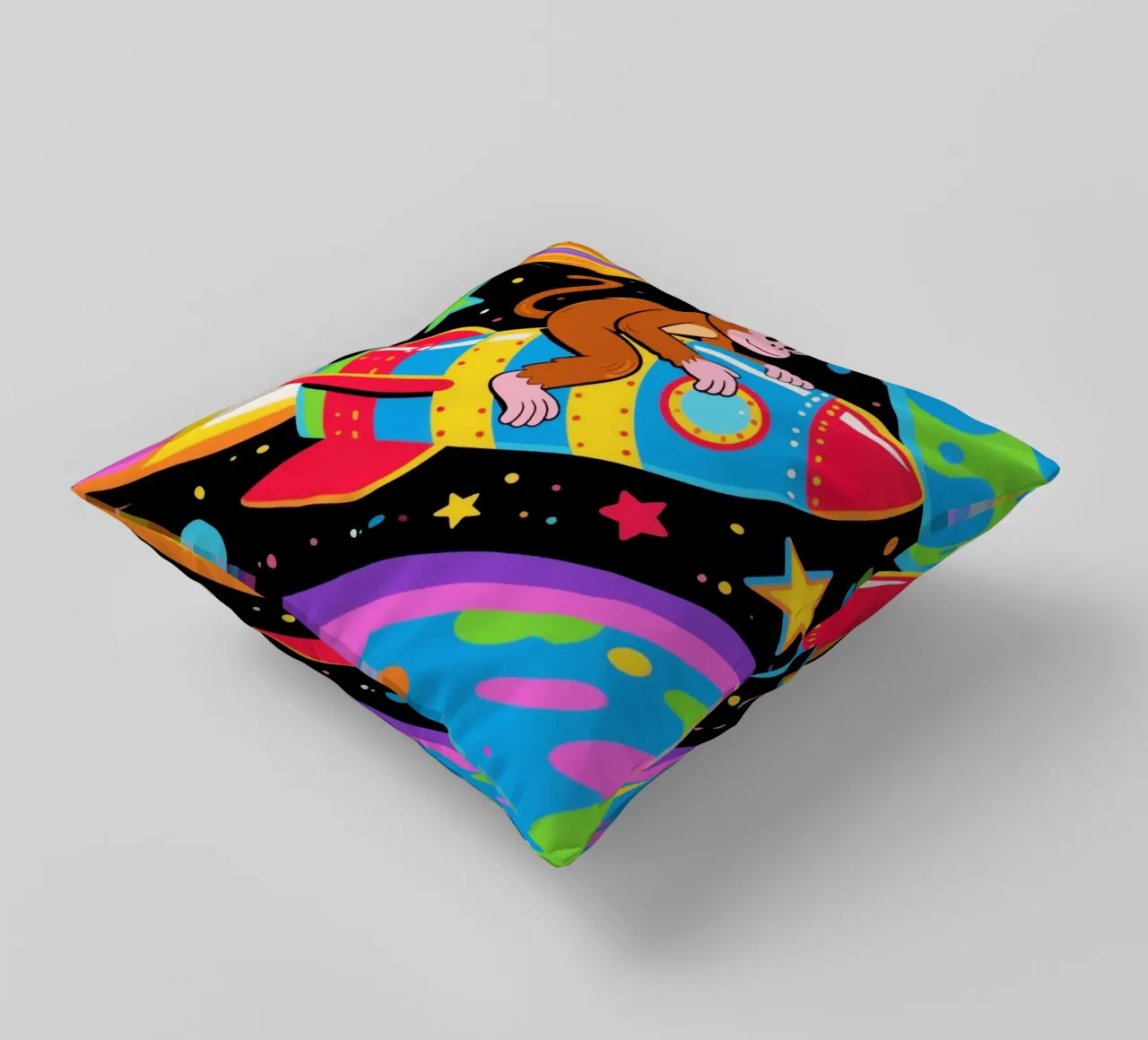 Funny Monkey Rocket cuscino da knowledge