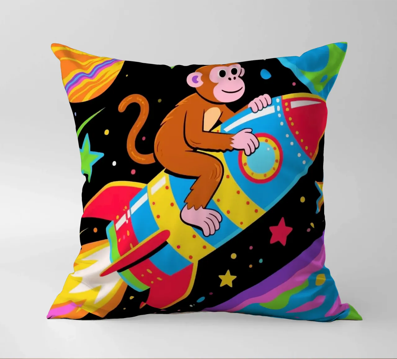 Funny Monkey Rocket cuscino da knowledge
