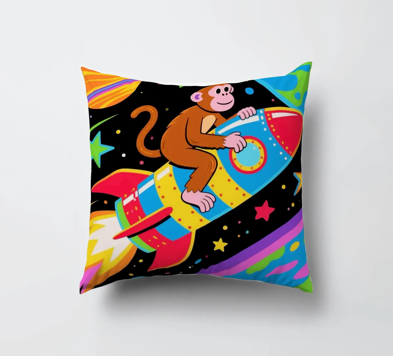 Funny Monkey Rocket cuscino da knowledge