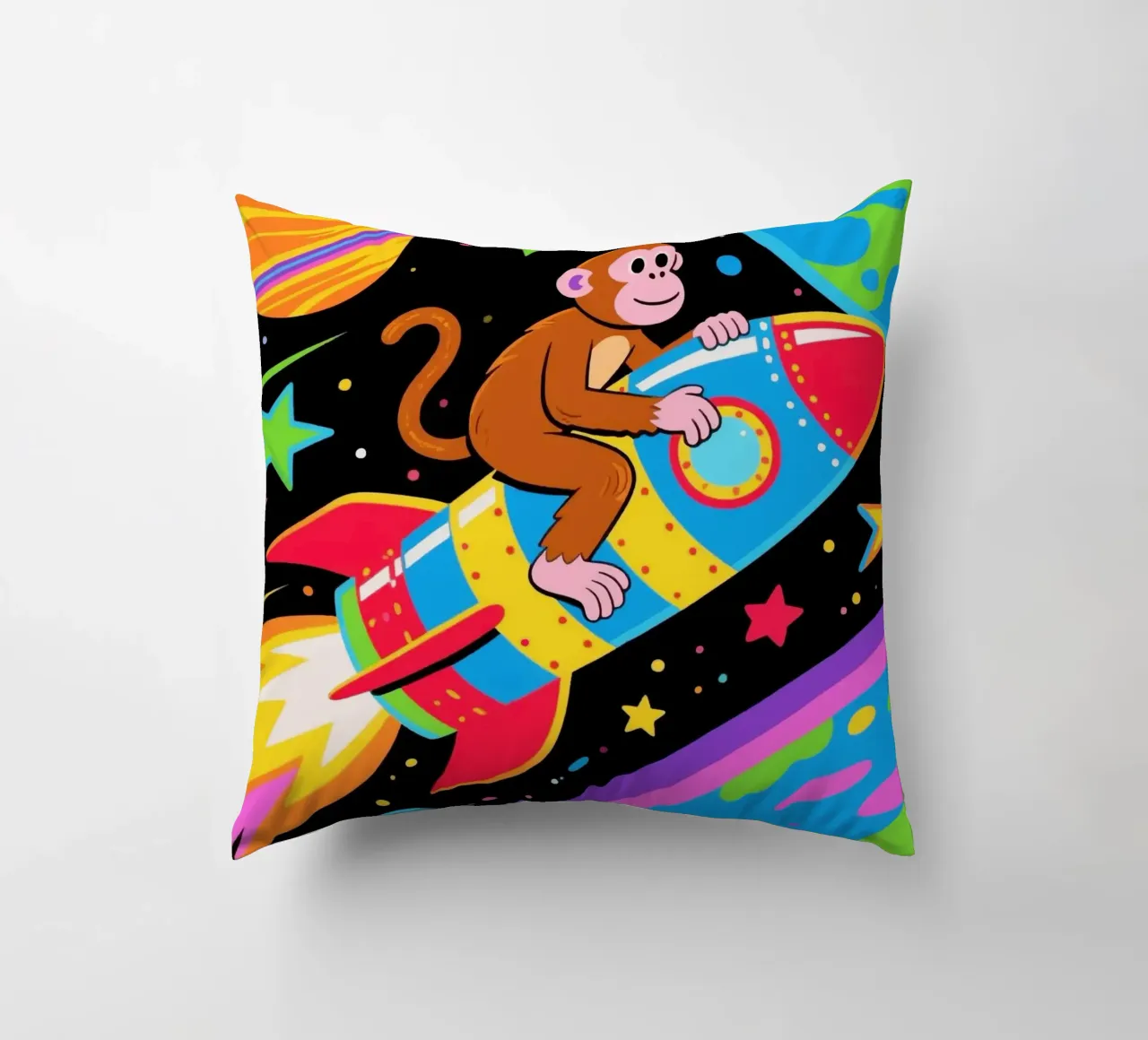 Funny Monkey Rocket cuscino da knowledge