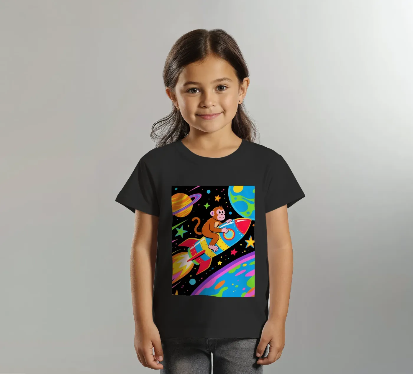 Funny Monkey Rocket Kinder T-Shirt von knowledge
