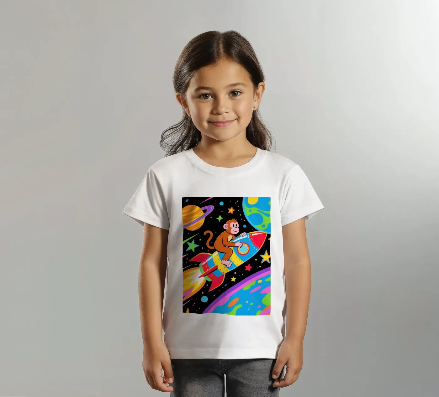 Funny Monkey Rocket t-shirt bambini da knowledge