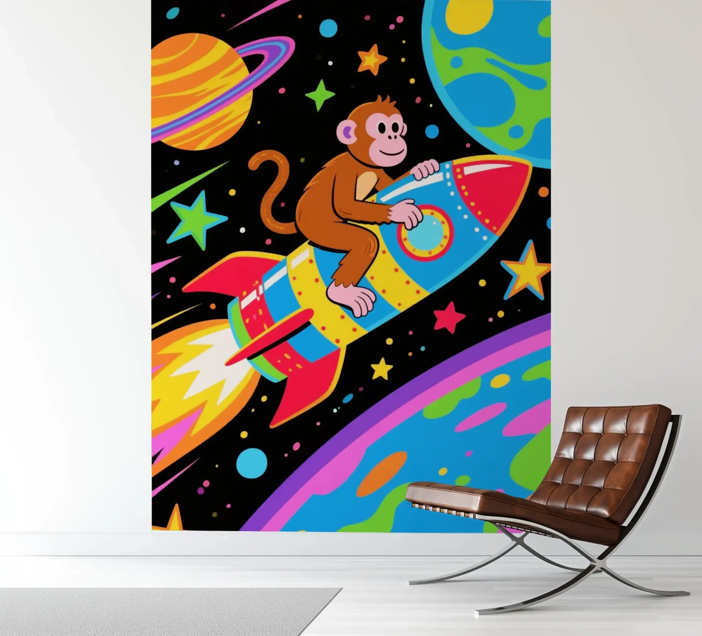 Funny Monkey Rocket fotobehang van knowledge