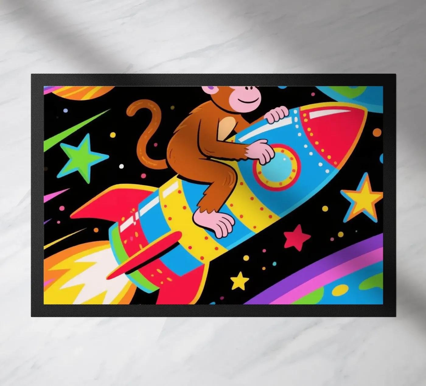 Funny Monkey Rocket doormat by knowledge