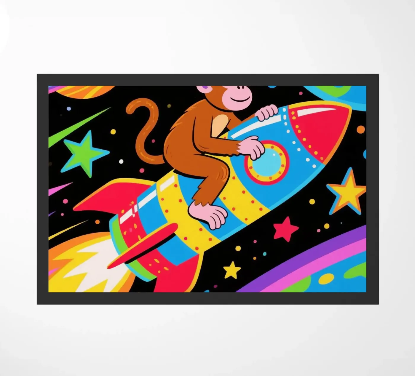Funny Monkey Rocket doormat by knowledge