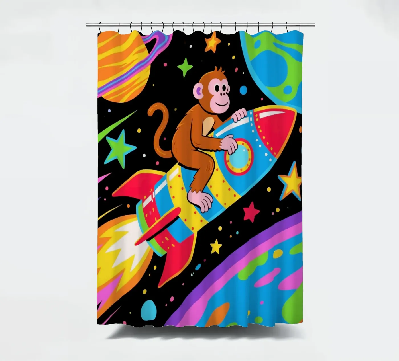 Funny Monkey Rocket Duschvorhang von knowledge