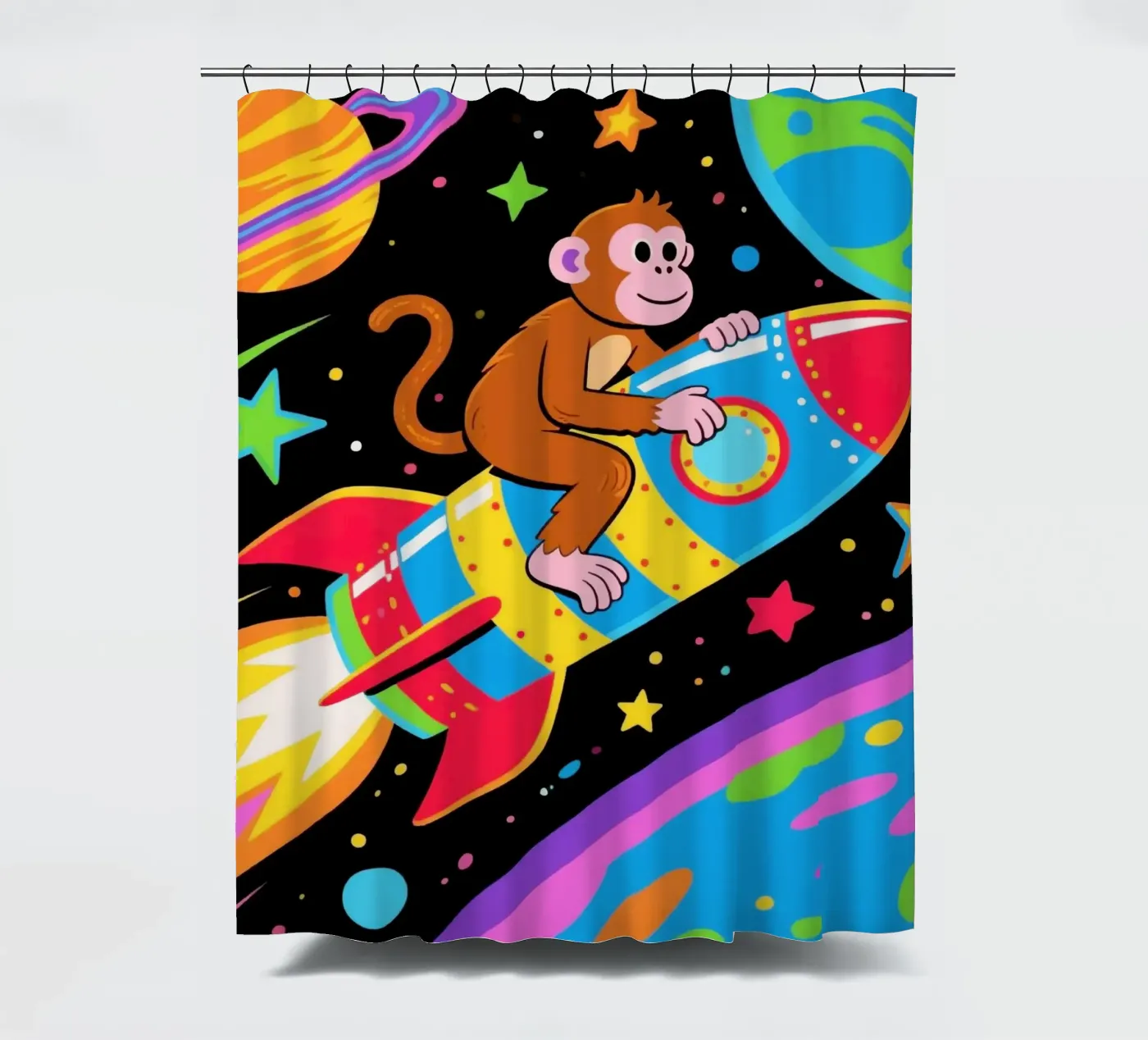 Funny Monkey Rocket Duschvorhang von knowledge