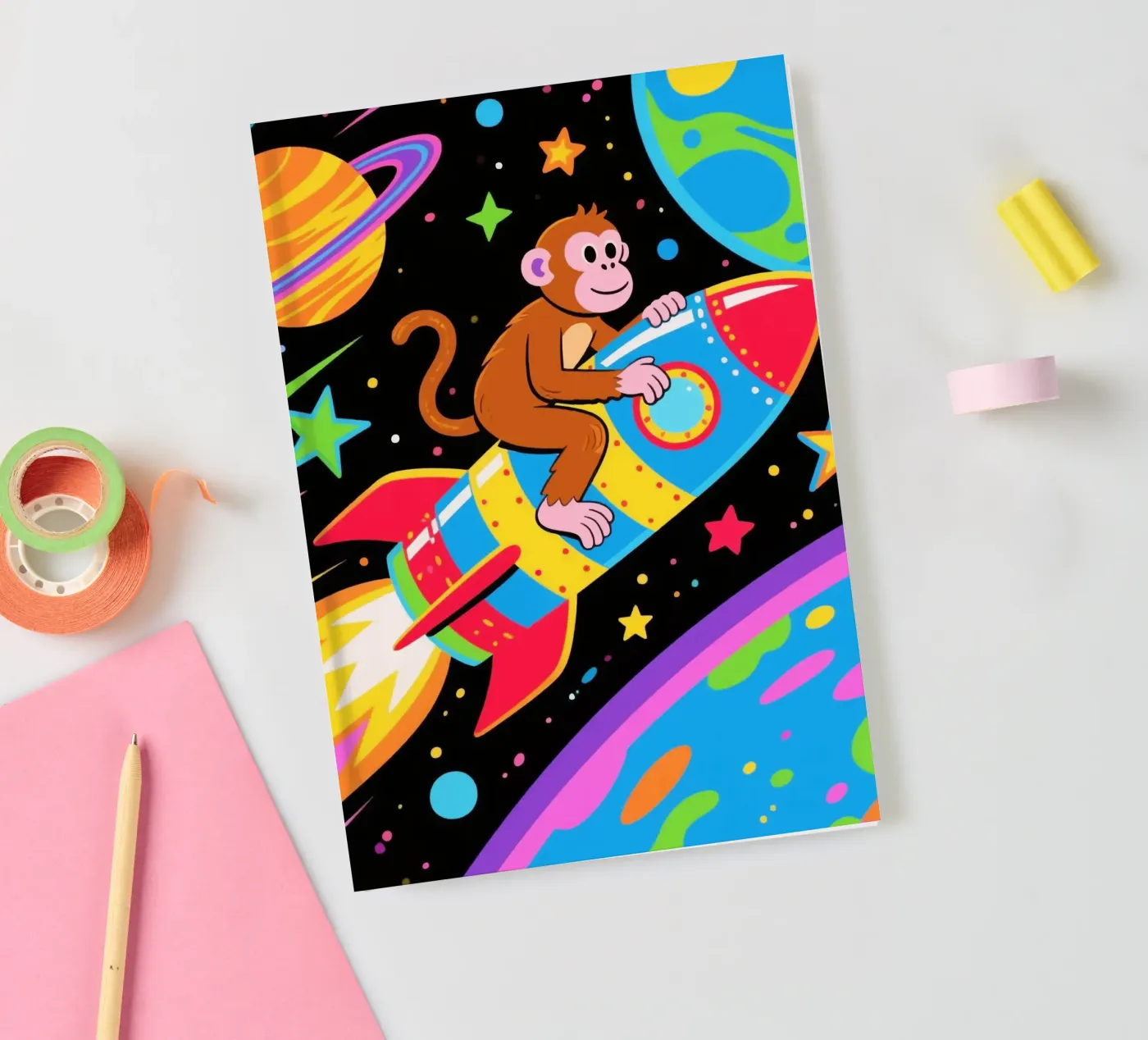 Funny Monkey Rocket notebook by knowledge