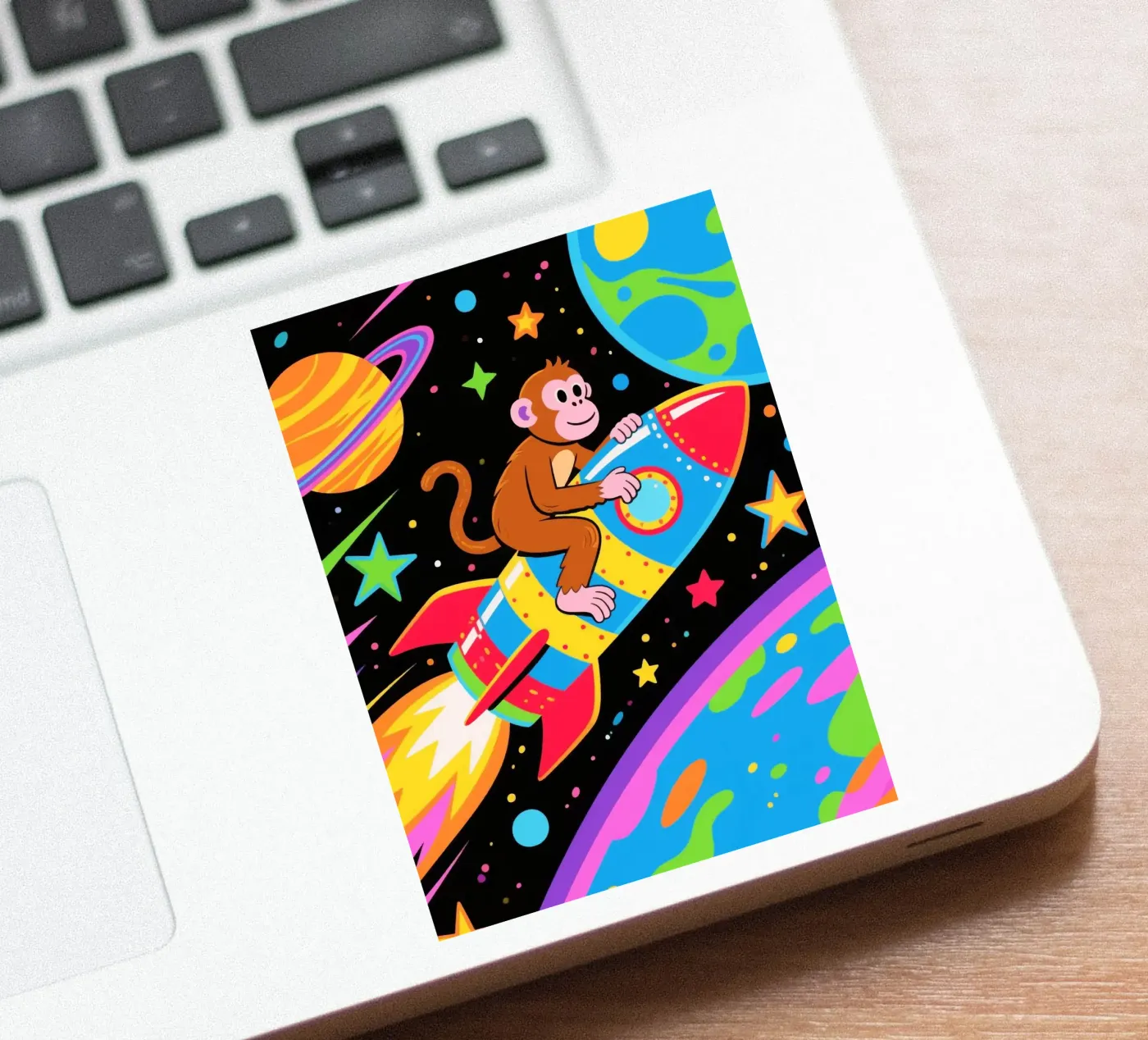 Funny Monkey Rocket sticker van knowledge