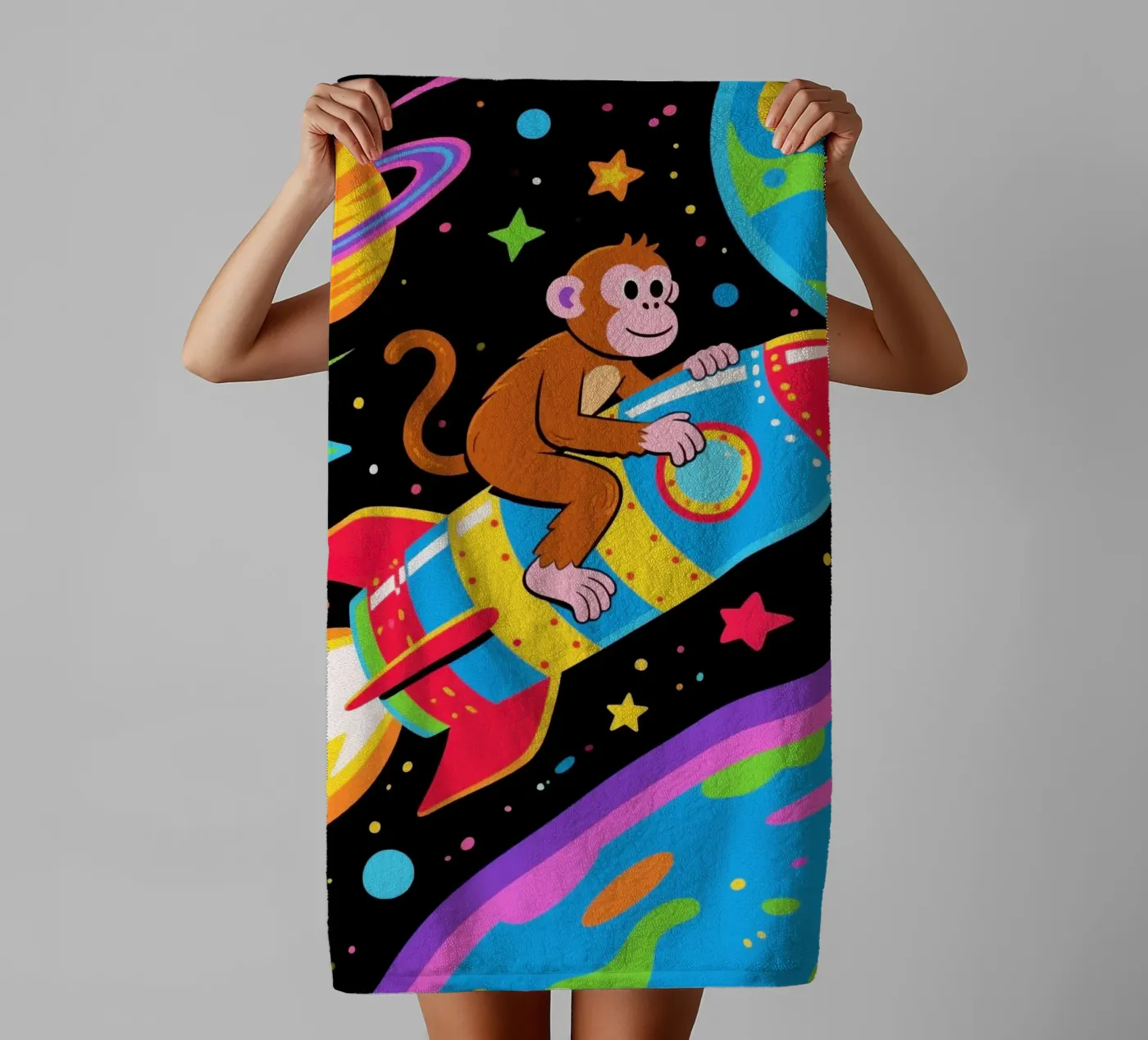 Funny Monkey Rocket Handtuch von knowledge