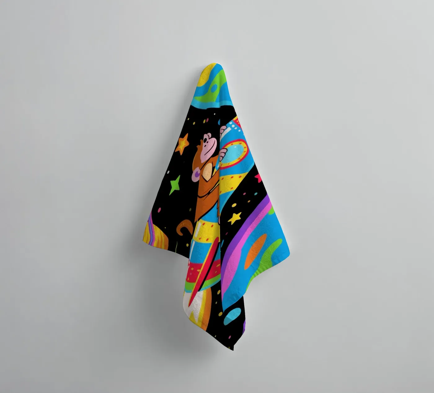 Funny Monkey Rocket Handtuch von knowledge