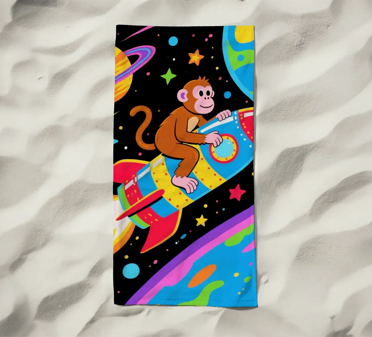 Funny Monkey Rocket beach towel by knowledge