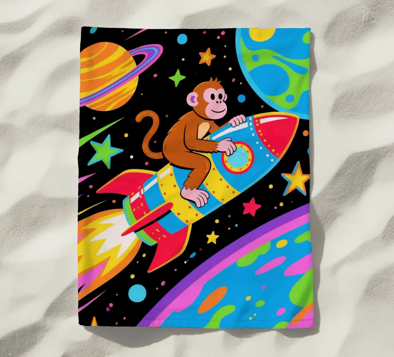 Funny Monkey Rocket beach towel by knowledge