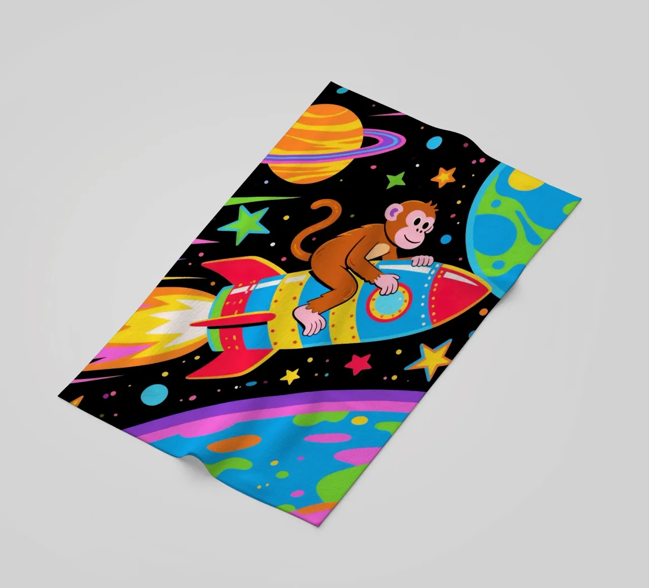 Funny Monkey Rocket beach towel by knowledge