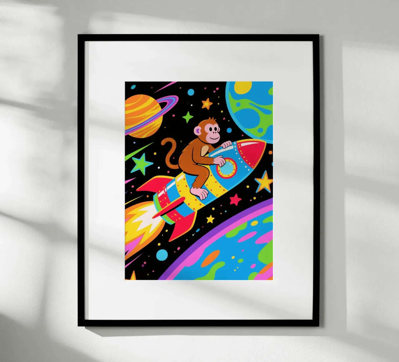 Funny Monkey Rocket poster con telaio in plastica da knowledge