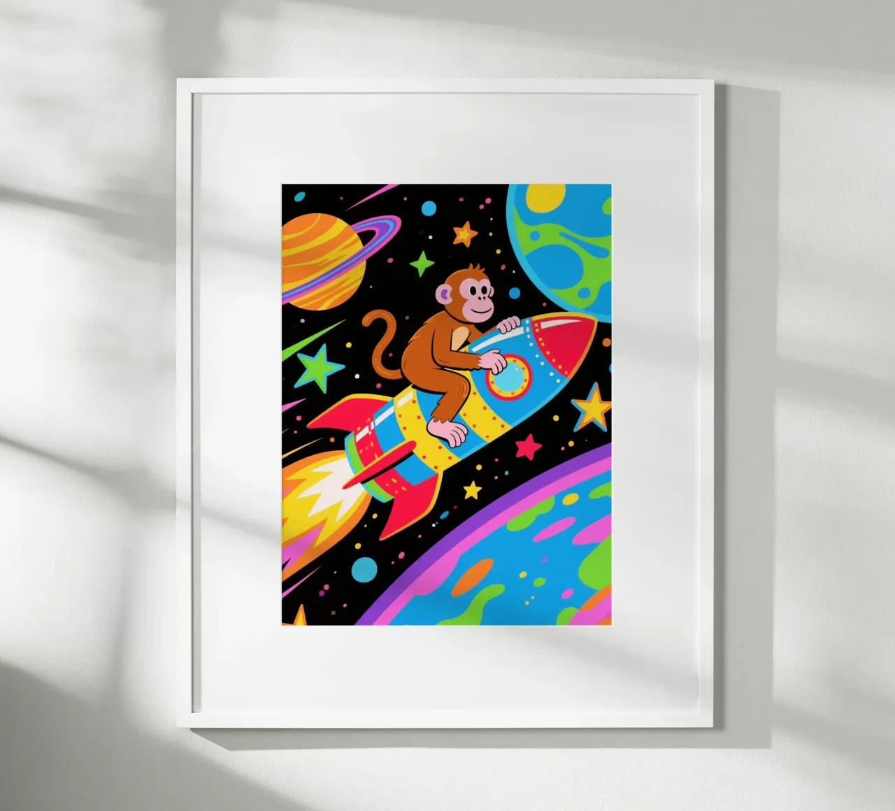 Funny Monkey Rocket poster con telaio in plastica da knowledge