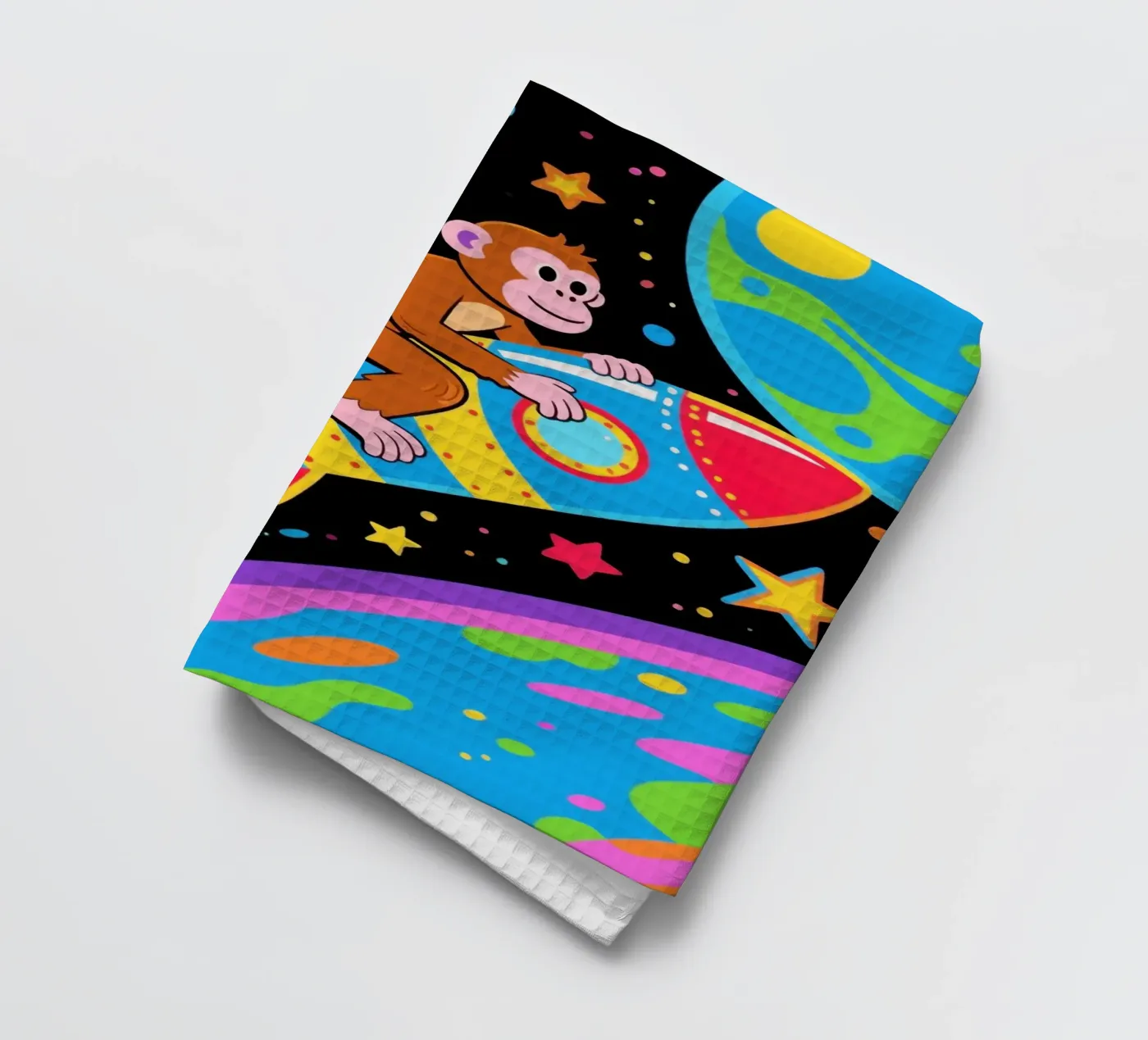 Funny Monkey Rocket tea towel by knowledge