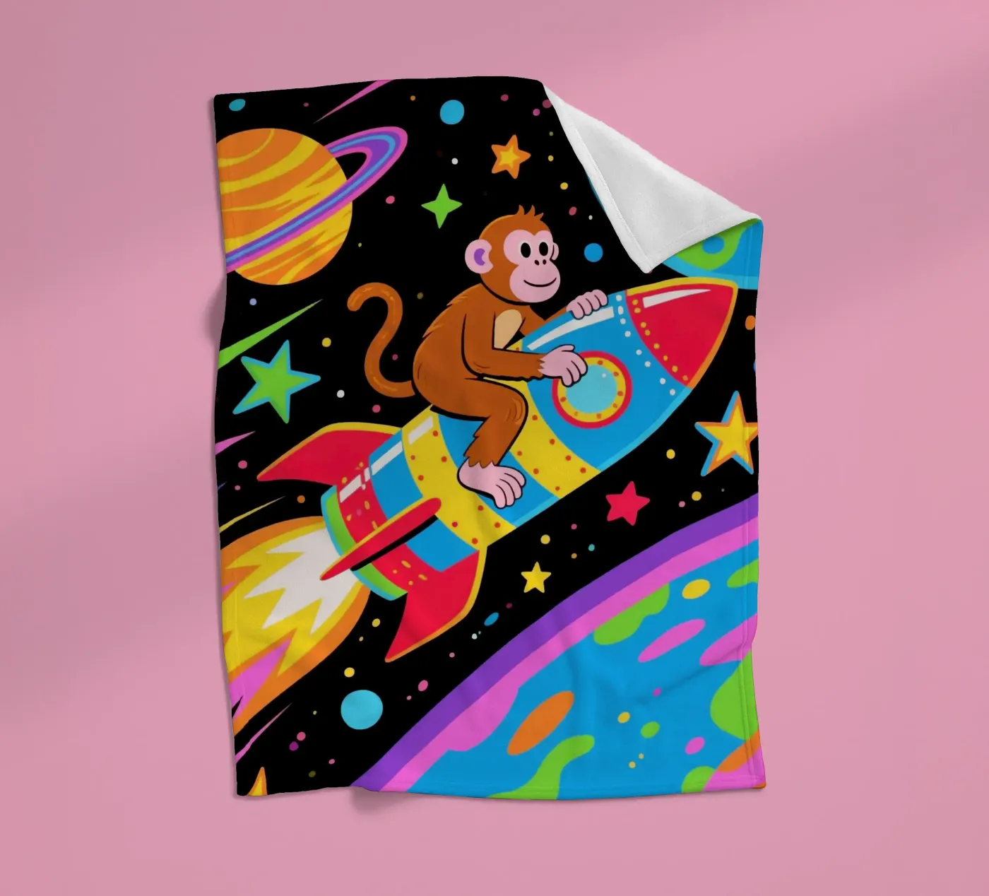Funny Monkey Rocket fleecedeken van knowledge