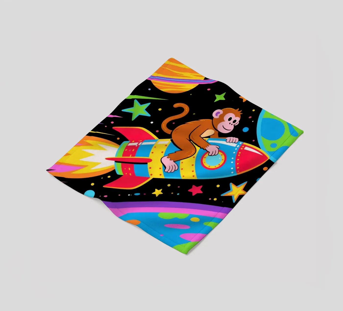 Funny Monkey Rocket Fleecedecke von knowledge