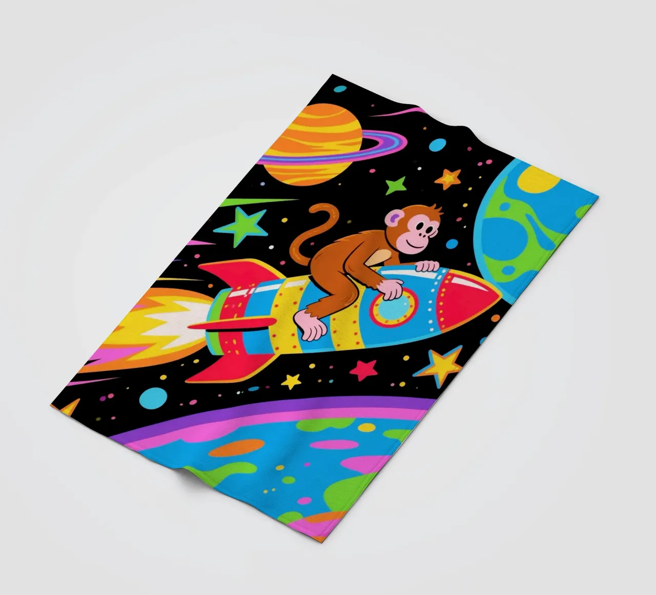 Funny Monkey Rocket fleecedeken van knowledge