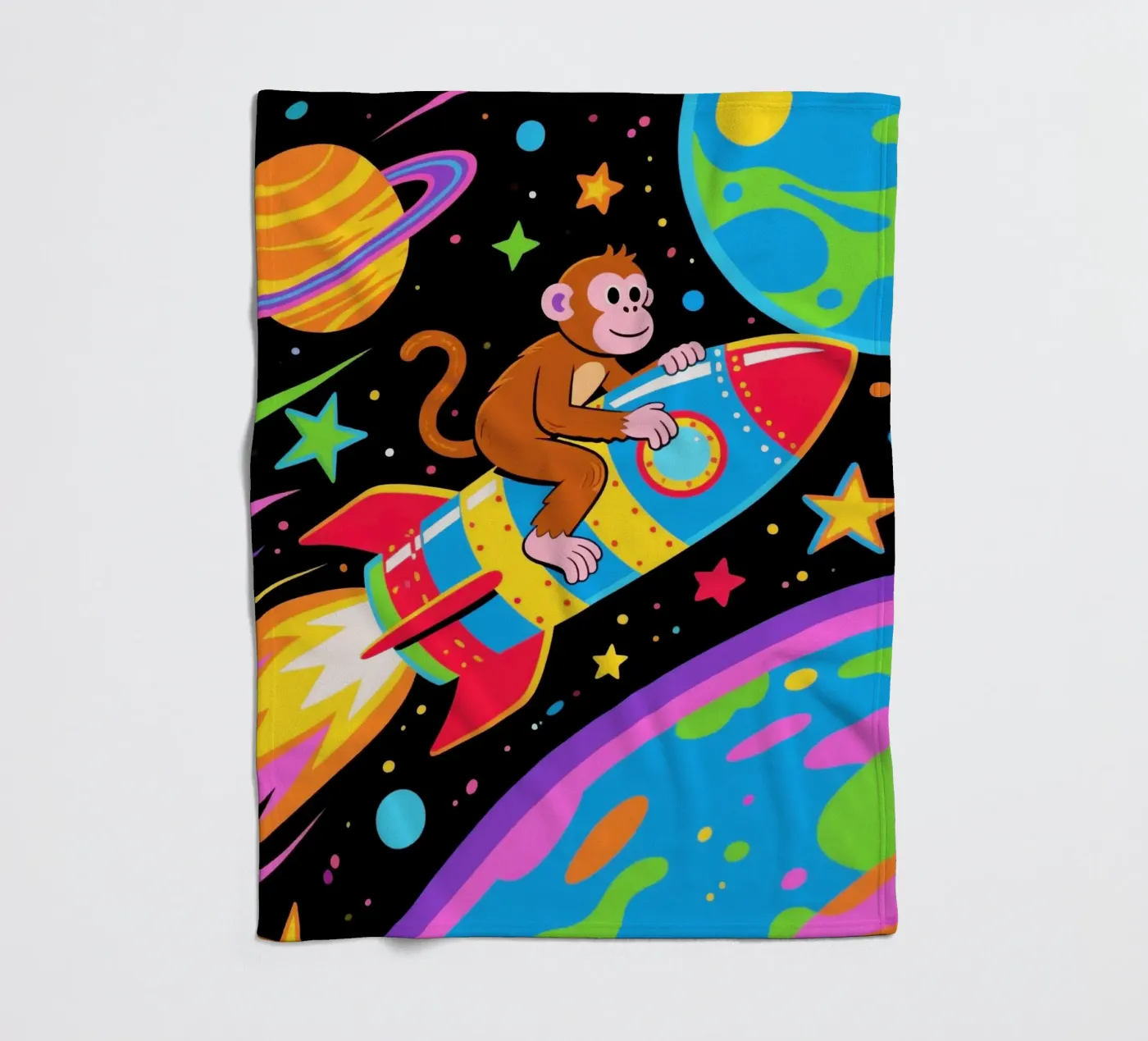 Funny Monkey Rocket Fleecedecke von knowledge