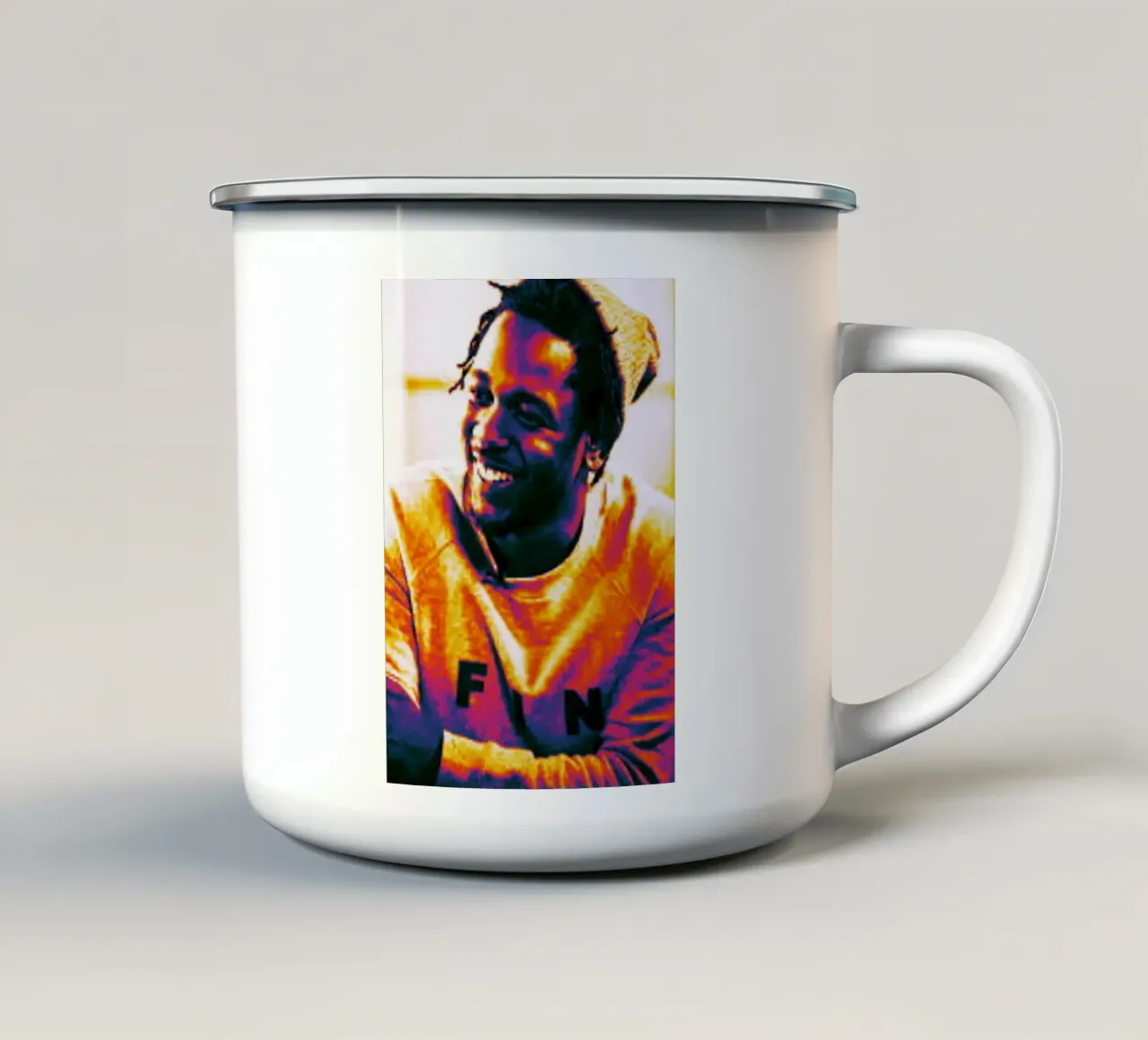 Il sorriso di Kendrick Lamar tazza in smalto da Lembayung art