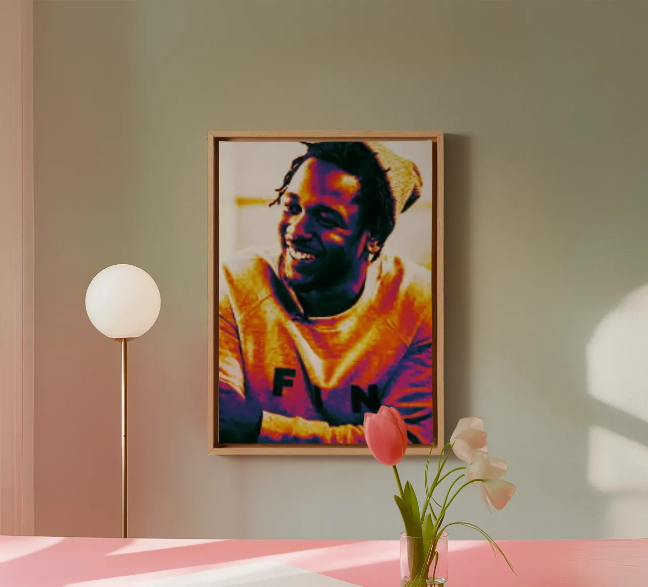 Kendrick Lamar smile canvas with Floater frame by Lembayung art