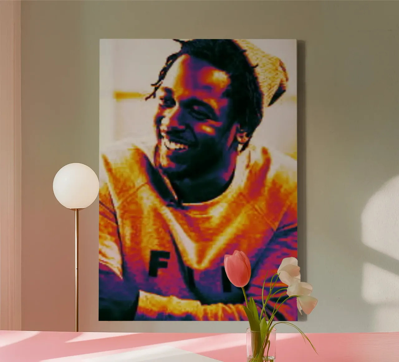 Kendrick Lamar smile canvas with Floater frame by Lembayung art