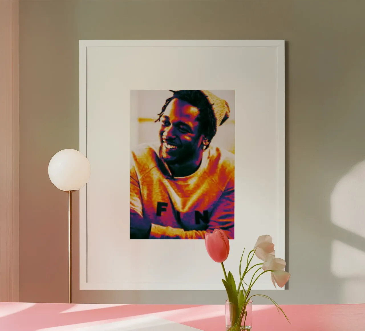 Il sorriso di Kendrick Lamar poster con telaio in alluminio da Lembayung art