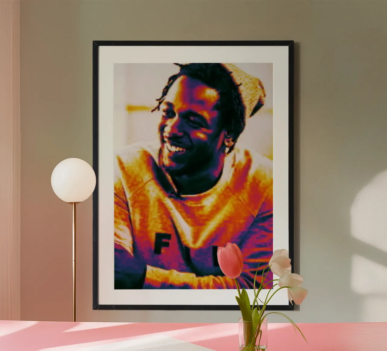 Il sorriso di Kendrick Lamar poster con telaio in alluminio da Lembayung art