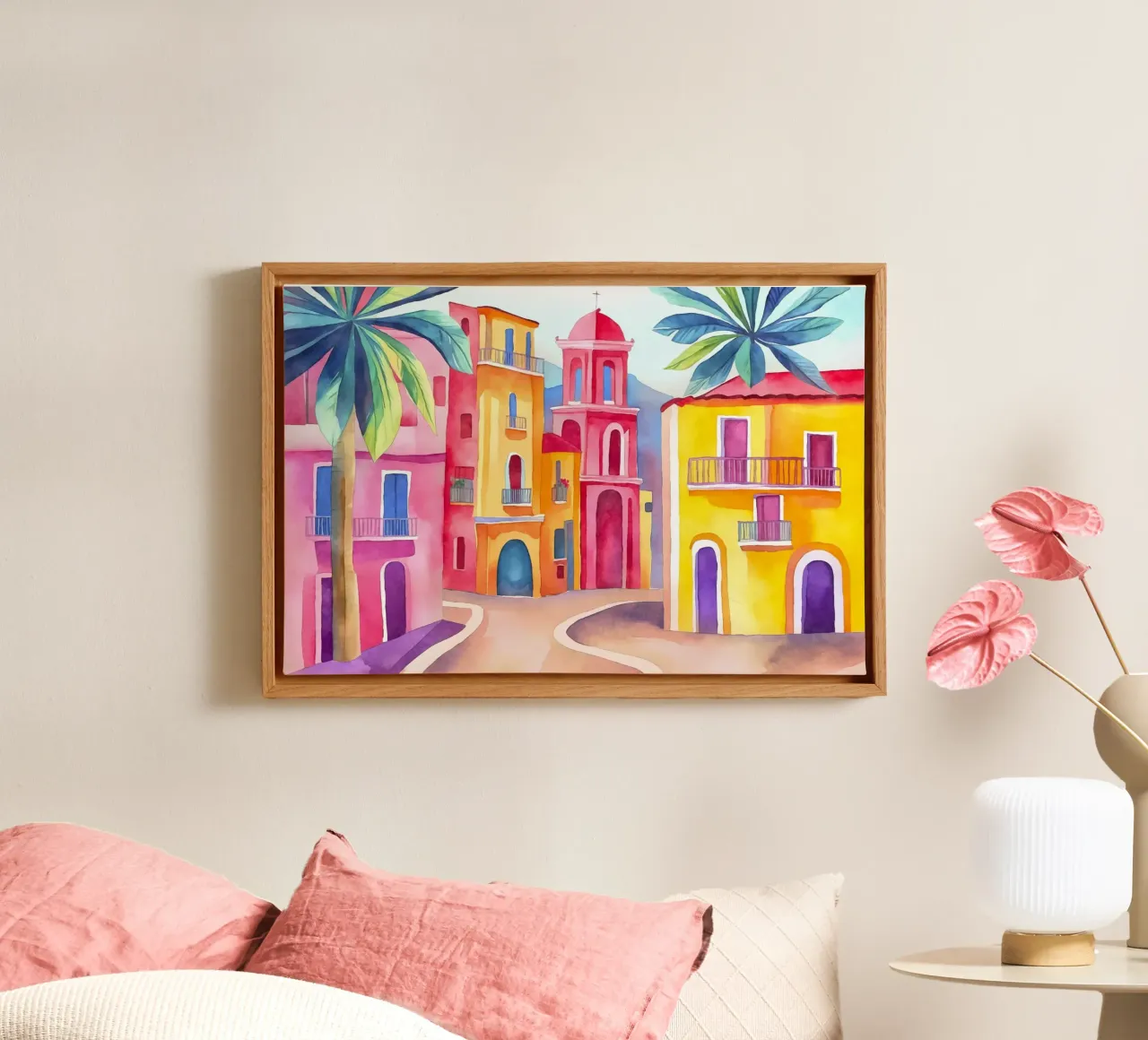Colori tropicali del Sud - Acquerello tela con Cornice a cassetta da Andrea Haase Modern Home