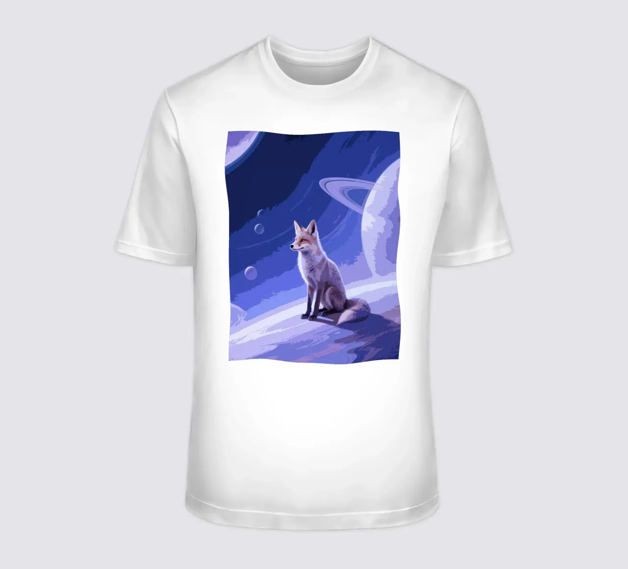 fox in the space t-shirt da knowledge
