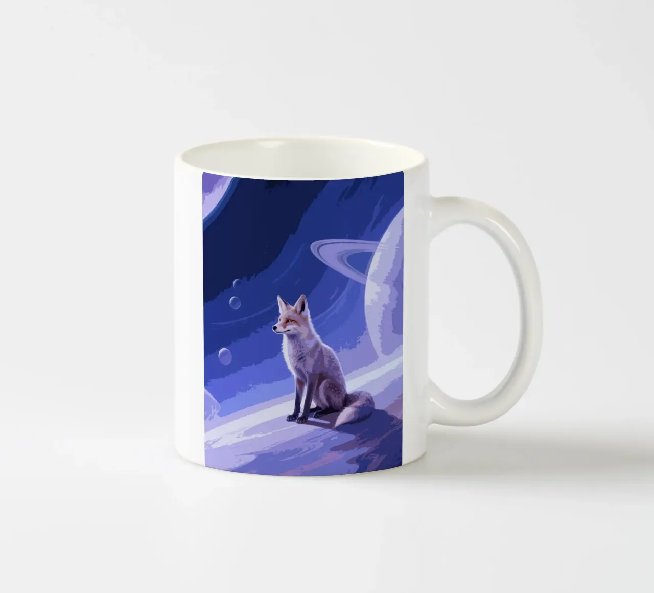 fox in the space tazza in ceramica da knowledge