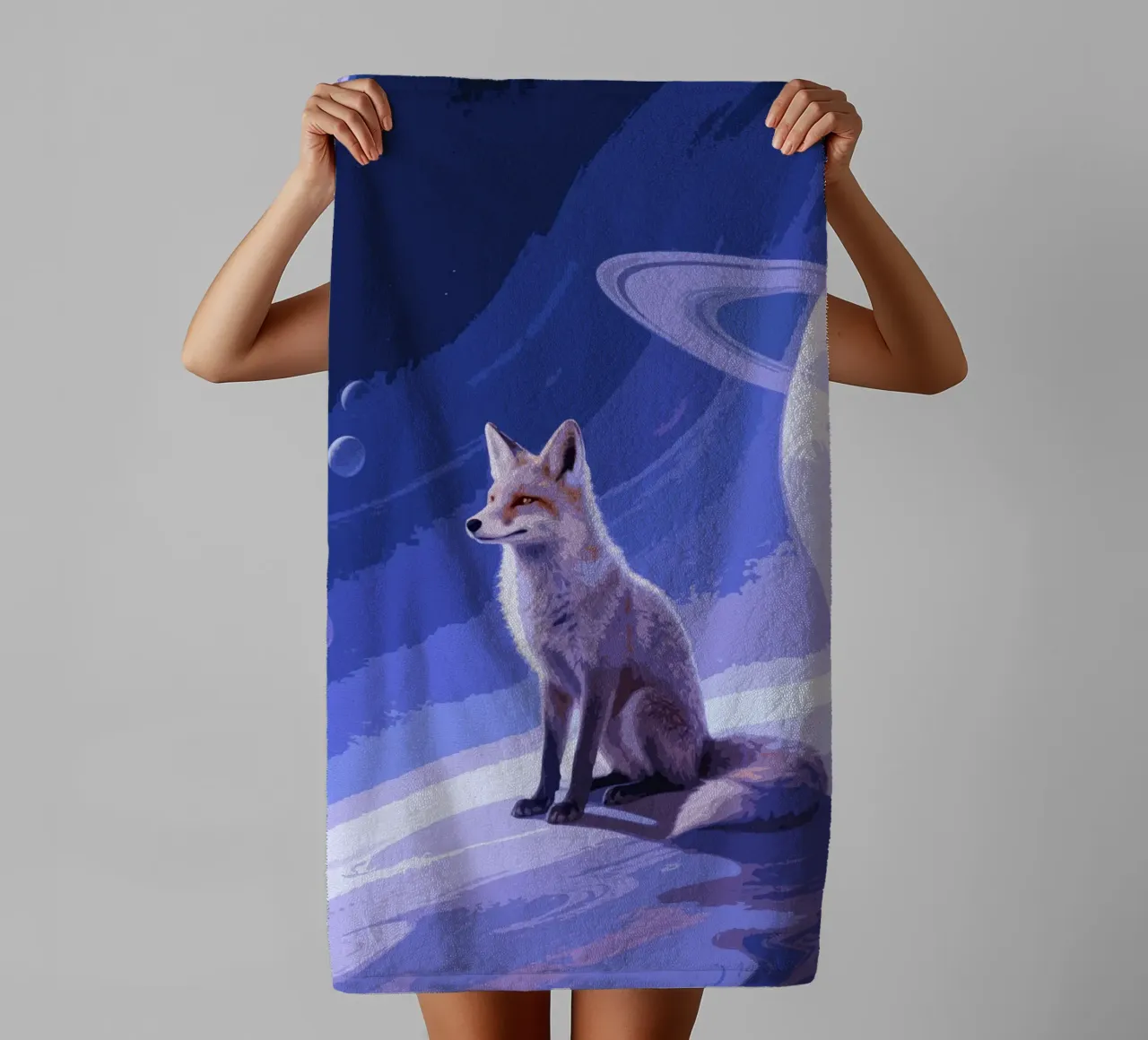fox in the space asciugamano da bagno da knowledge