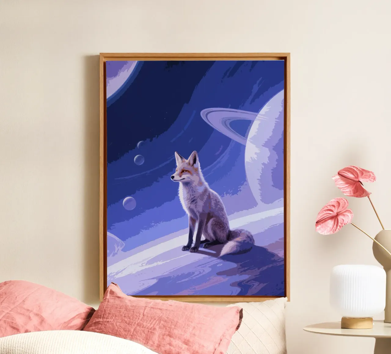 fox in the space canvas with Floater frame by knowledge