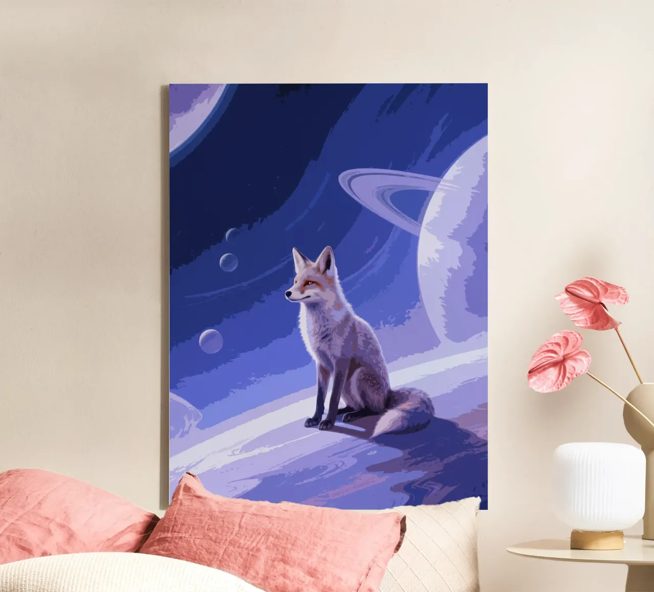 fox in the space canvas with Floater frame by knowledge
