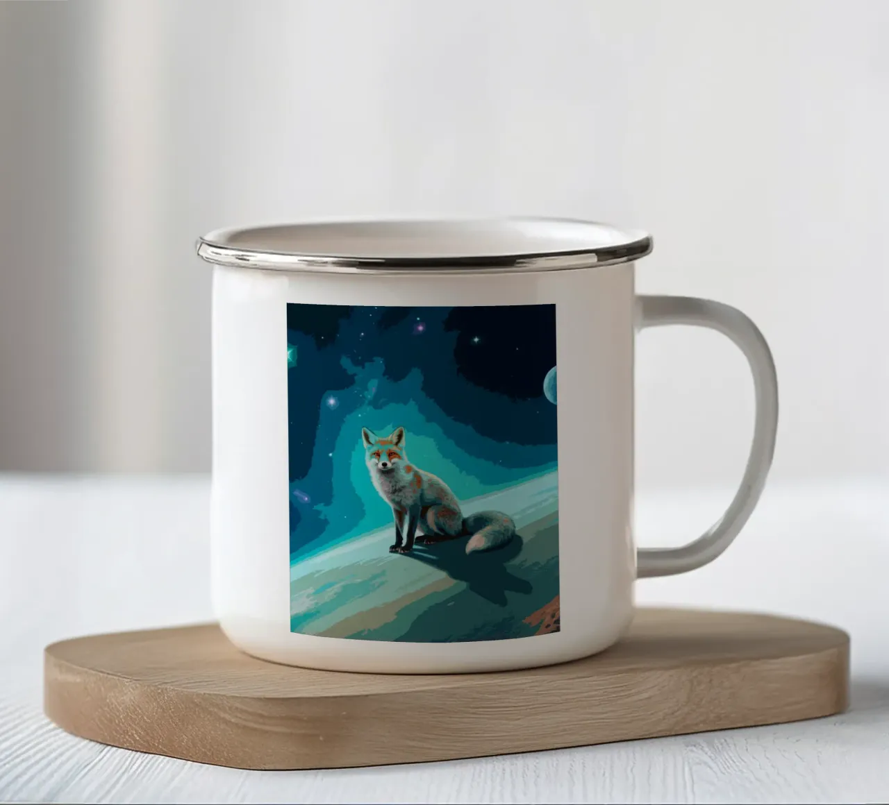 Space Fox tazza in smalto da knowledge
