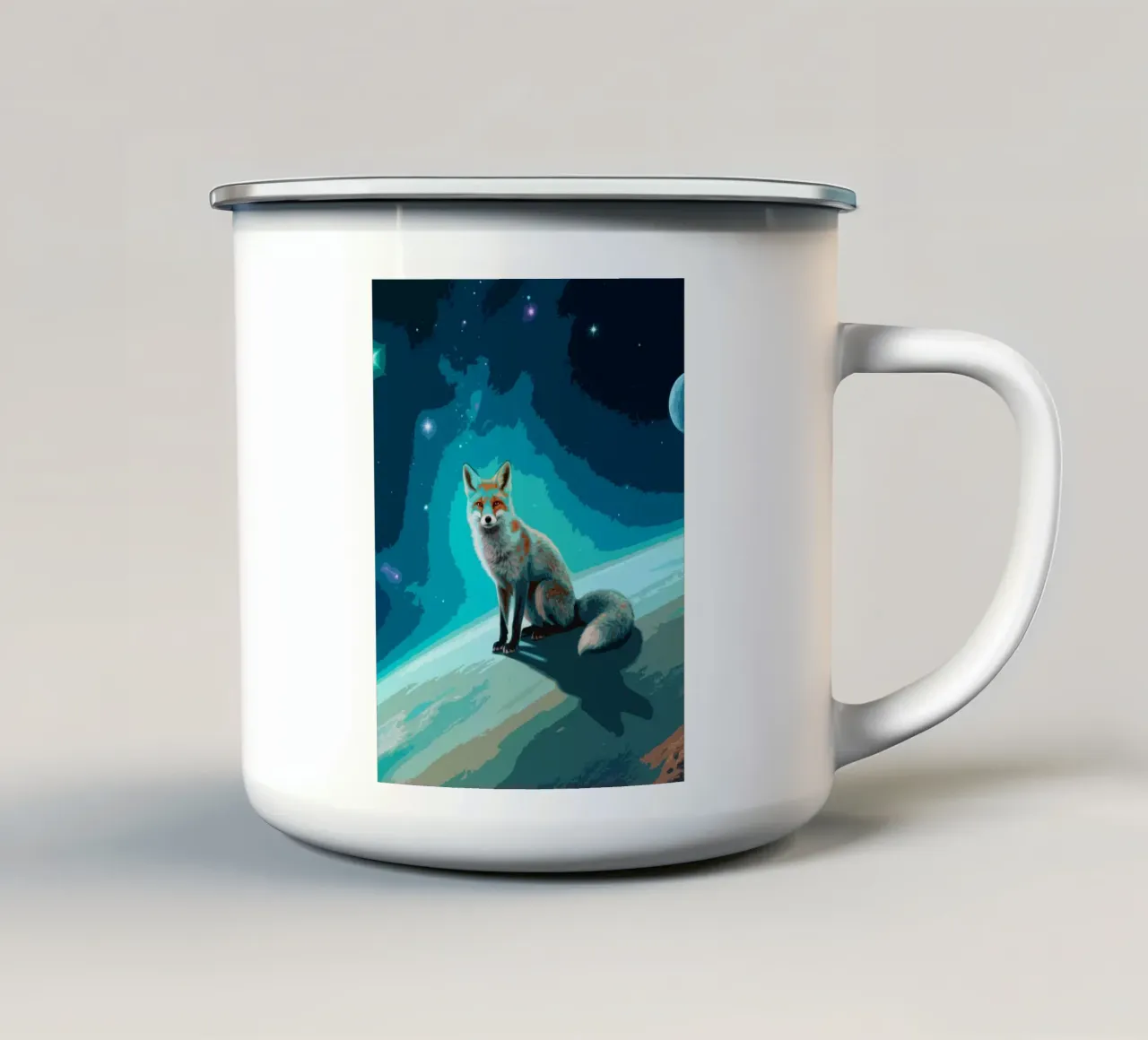 Space Fox tazza in smalto da knowledge