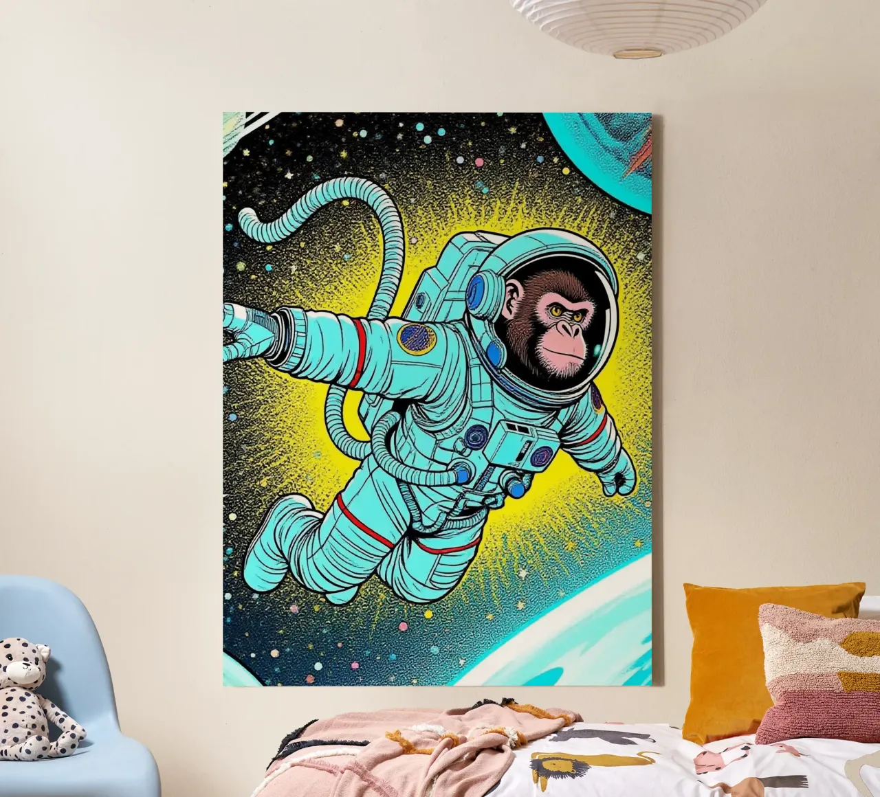 Monkey Astronaut canvas with Floater frame by knowledge
