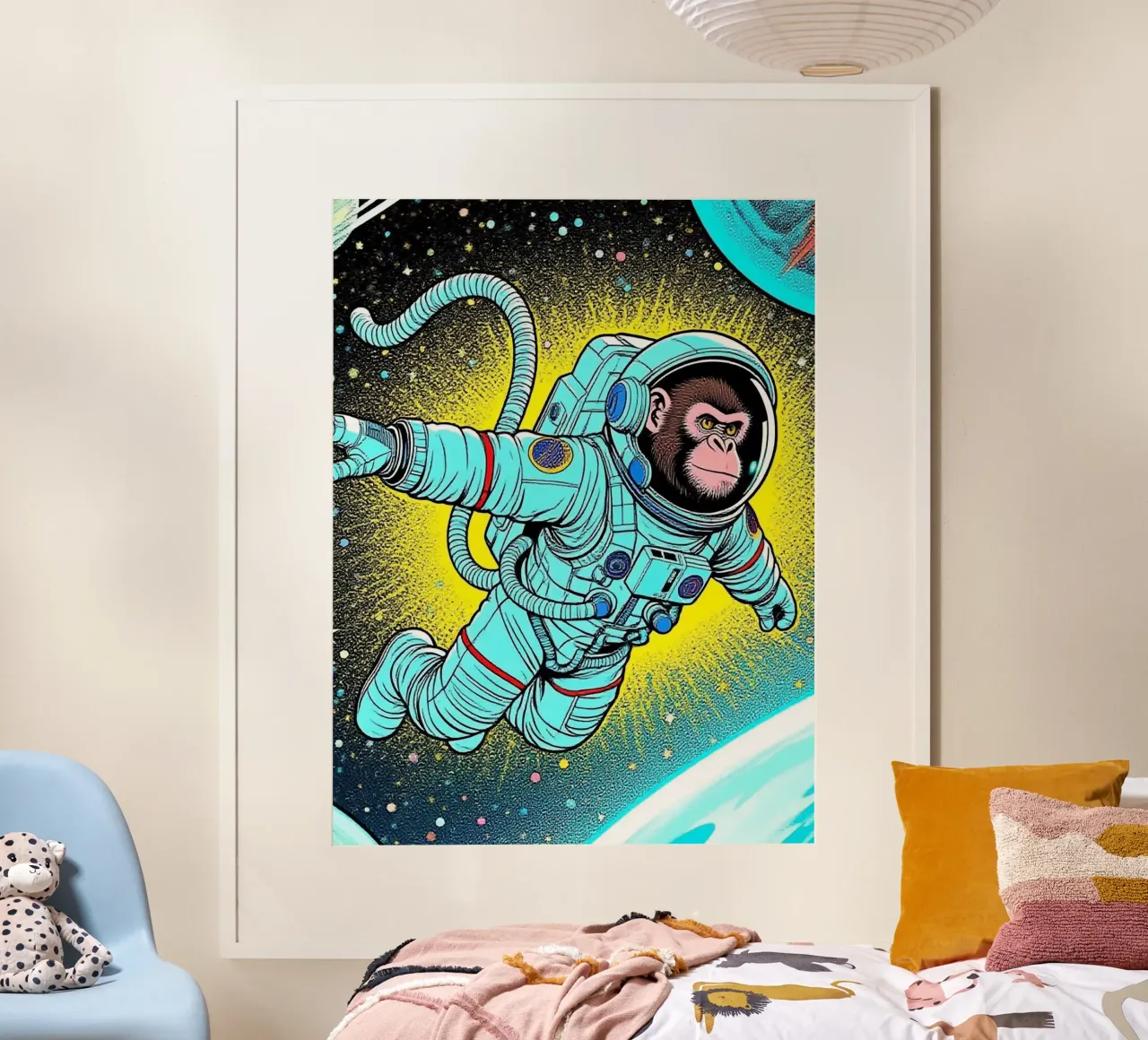 Monkey Astronaut poster con telaio in plastica da knowledge
