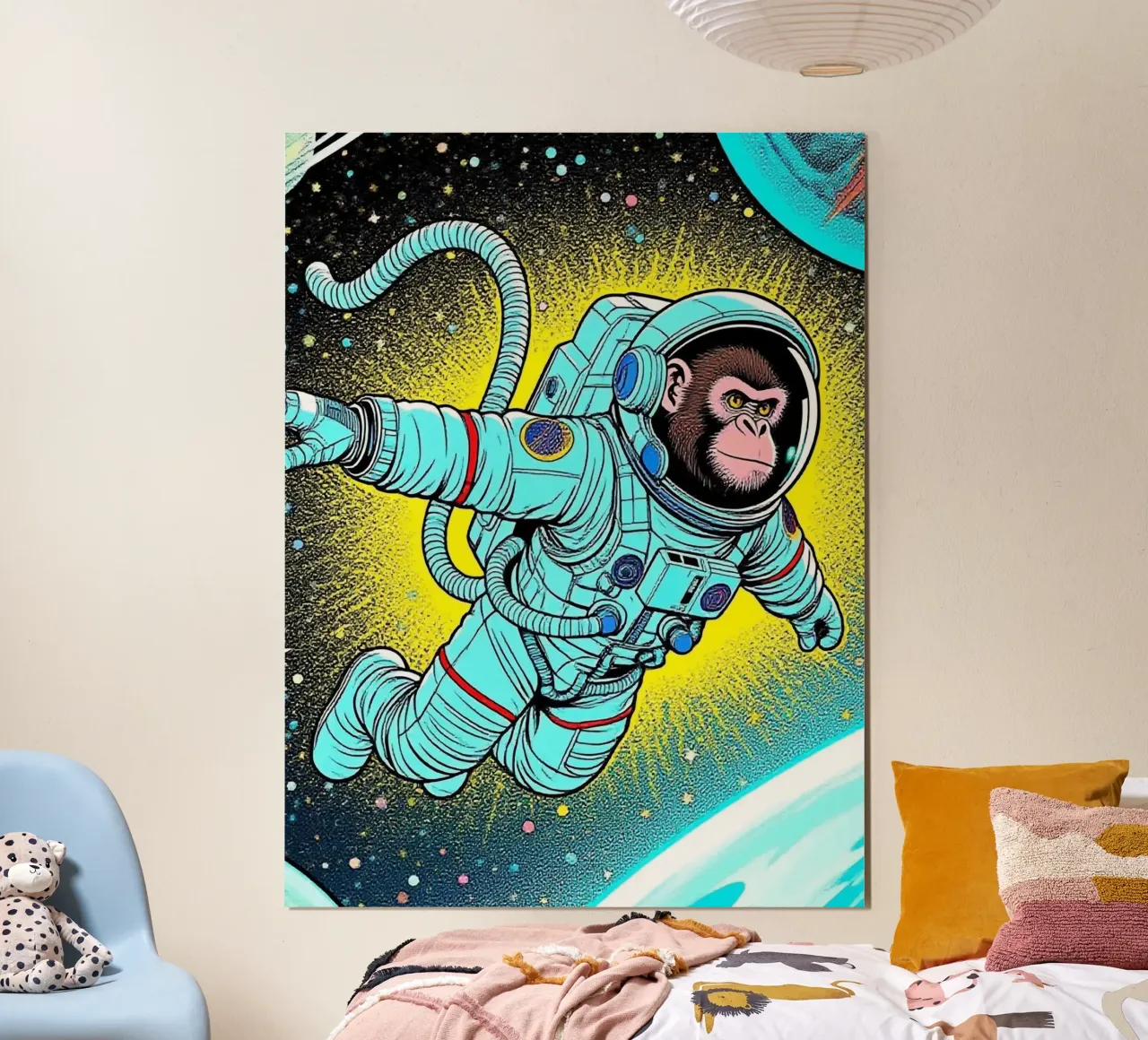 Monkey Astronaut poster con telaio in plastica da knowledge