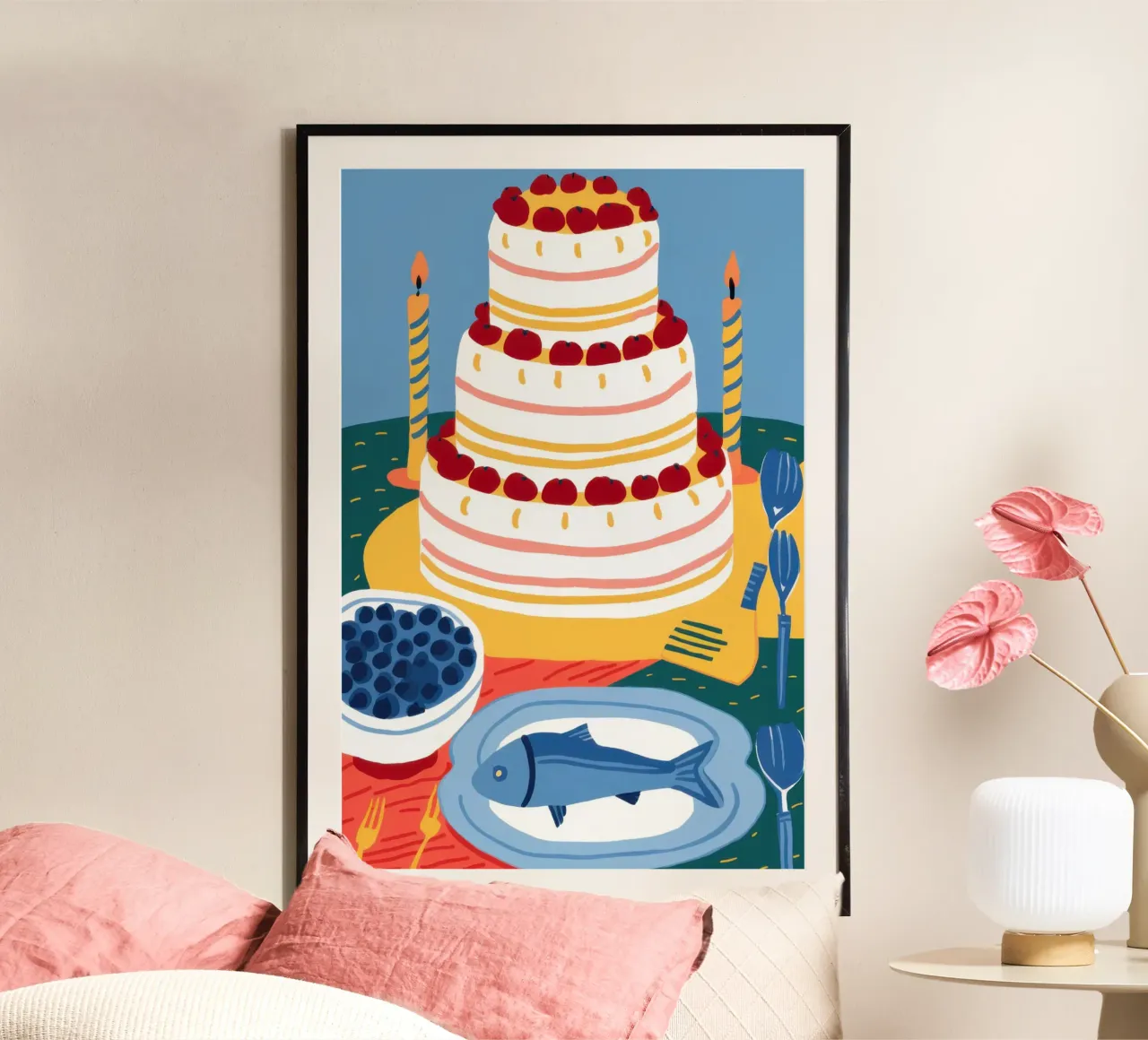 Dolcezza della celebrazione Immobile poster con telaio in legno da Sure Paint