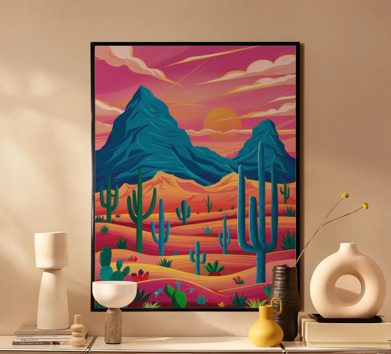 Paesaggio onirico del deserto cremisi poster da Sure Paint
